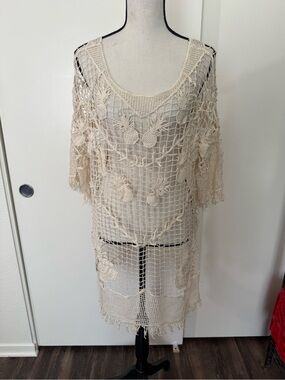 🤍🌴 Blue Island Ivory Crochet Swimsuit Cover-Up 🌴🤍